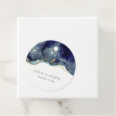 Chic Fluid Abstract Ink Gold Navy Glitter Wedding Bedankjes Labels (In situ)
