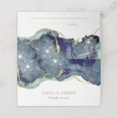 Chic Fluid Abstract Ink Gold Navy Glitter Wedding Plaatskaartje (Buitenkant ongevouwen)