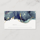 Chic Fluid Abstract Ink Gold Navy Glitter Wedding Plaatskaartje (Achterkant)