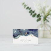 Chic Fluid Abstract Ink Gold Navy Glitter Wedding Plaatskaartje (Staand voorkant)