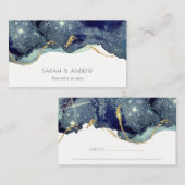 Chic Fluid Abstract Ink Gold Navy Glitter Wedding Plaatskaartje (Voorkant / Achterkant)