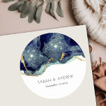 Chic Fluid Abstract Ink Gold Navy Glitter Wedding Ronde Sticker<br><div class="desc">Neem contact met mij op via yellowfebstudio@gmail.com voor meer aanpassingen of andere overeenkomende objecten.</div>