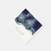 Chic Fluid Abstract Ink Gold Navy Glitter Wedding Servet (Hoek)