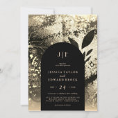 Chic Foil Faux Gold Botanical Abstract Wedding Kaart (Voorkant)