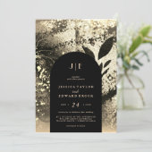 Chic Foil Faux Gold Botanical Abstract Wedding Kaart (Staand voorkant)