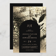 Chic Foil Faux Gold Botanical Abstract Wedding