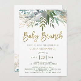 Chic Foliage | Baby Brunch met Faux Gold Script Kaart