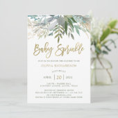 Chic Foliage | Baby met Faux Gold Script Kaart (Staand voorkant)