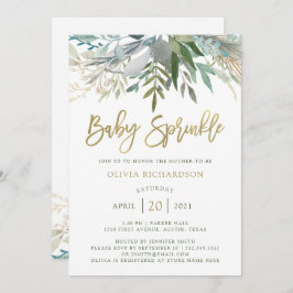 Chic Foliage | Baby met Faux Gold Script Kaart