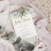 Chic Foliage | Baby shower met Faux Gold Script Kaart