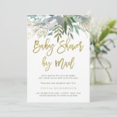 Chic Foliage | Baby shower per e-mail Gold Script Kaart (Staand voorkant)