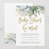 Chic Foliage | Baby shower per e-mail Gold Script Kaart (Voorkant / Achterkant)
