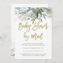 Chic Foliage | Baby shower per e-mail Gold Script