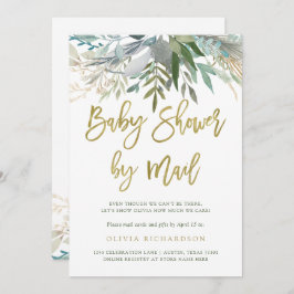 Chic Foliage | Baby shower per e-mail Gold Script Kaart