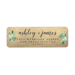 Chic Foliage Dark Green Gold Return-adreslabel Etiket