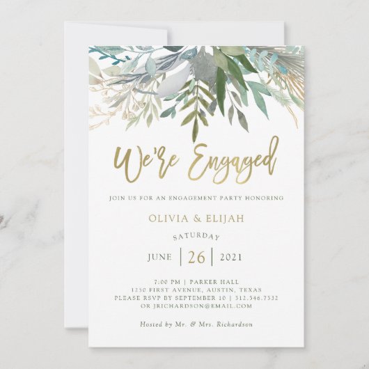 Chic Foliage | Engagement Party Kaart (Voorkant)