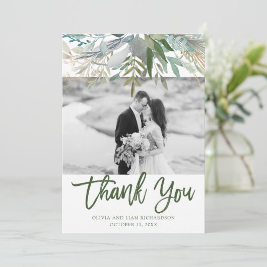 Chic Foliage | Fotobruiloft Bedankkaart (Staand voorkant)