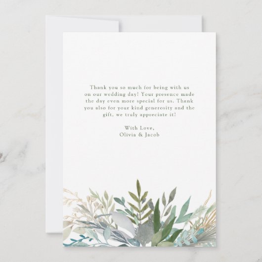 Chic Foliage | Fotobruiloft Bedankkaart (Achterkant)