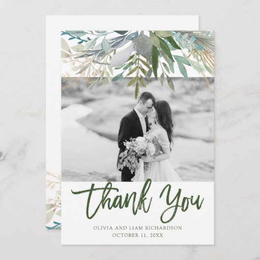 Chic Foliage | Fotobruiloft Bedankkaart (Voorkant / Achterkant)