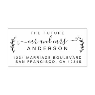 Chic Foliage Future Mr Mrs Wedding Return Address Rubberstempel