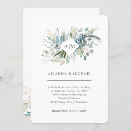 Chic Foliage | Monogram bruiloft Kaart
