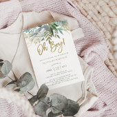 Chic Foliage | Oh Boy Baby shower en Gold Script Kaart