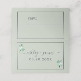 Chic Foliage Pastel Green Custom Wedding Plaatskaartje