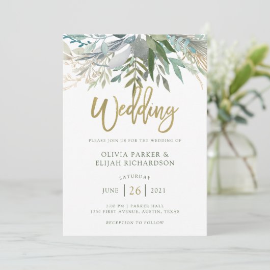 Chic Foliage | Weddenschap Kaart (Staand voorkant)