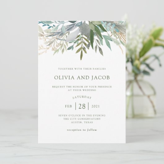 Chic Foliage | Weddenschap Kaart (Staand voorkant)