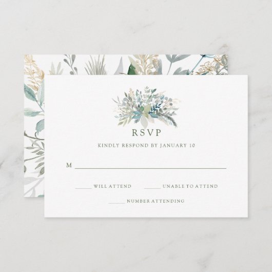 Chic Foliage | Weddenschap RSVP Kaartje (Voorkant / Achterkant)