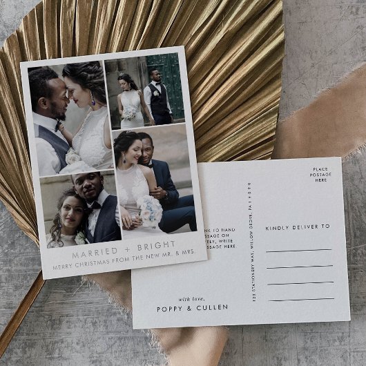 Chic Folie Gehuwd en braaf kerstdank Feestdagen Briefkaart