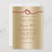 Chic Folie Gold Red Rope Knot Wedding Invitations Kaart (Voorkant)