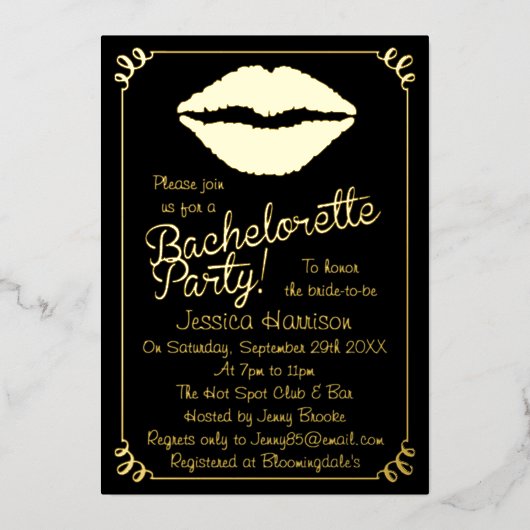 Chic Folie Licht Bachelorette Echte Partij Folie Uitnodiging (Voorkant)