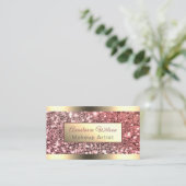 Chic Folie Roos Gold Glitter Visitekaartje (Staand voorkant)