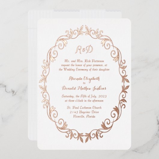 Chic Folie Wreath Wedding Uitnodiging (Envelop)