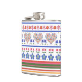 Chic Folk Art Floral Hearts Border: Hip Flask Heupfles (Links)