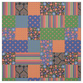 Chic Folk Art Style Faux Patchwork Fabric Stof (Swatch)