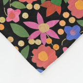 Chic Folk Art Style Floral Fleece Blanket op zwart Deken (Hoek)