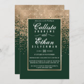 Chic Forest Green Gold Glitter Confetti bruiloft Kaart (Voorkant / Achterkant)