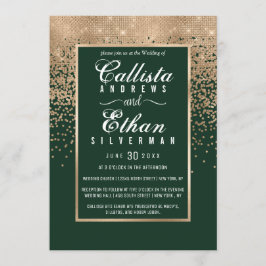 Chic Forest Green Gold Glitter Confetti bruiloft Kaart