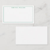 Chic Forest Green Professional Formal Thin Border Notitiekaartje (Voorkant / Achterkant)