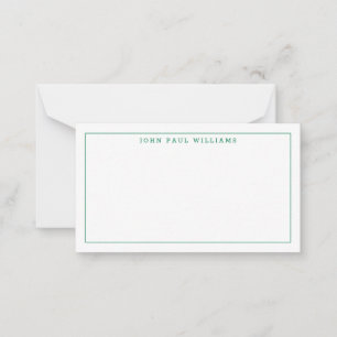Chic Forest Green Professional Formal Thin Border Notitiekaartje