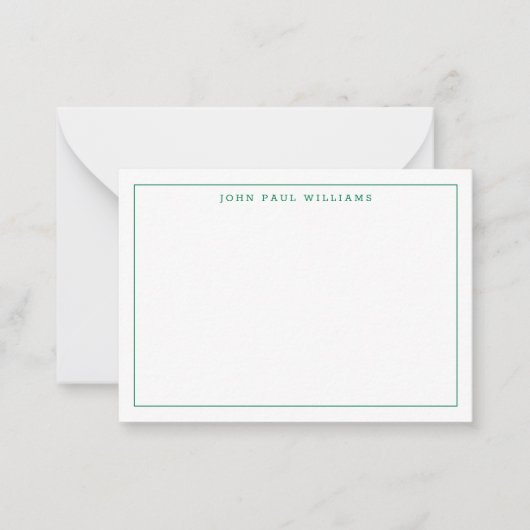 Chic Forest Green Professional Simple Thin Border Notitiekaartje (Voorkant)