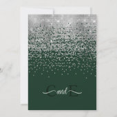 Chic Forest Green Silver Glitter Confetti bruiloft Kaart (Achterkant)