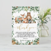 Chic Forest Greenery Woodland Animals Baby shower Bedankkaart (Staand voorkant)