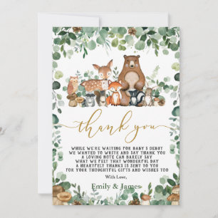Chic Forest Greenery Woodland Animals Baby shower Bedankkaart