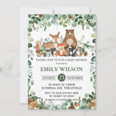 Chic Forest Greenery Woodland Animals Baby shower Kaart (Voorkant)