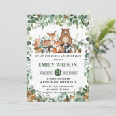 Chic Forest Greenery Woodland Animals Baby shower Kaart (Staand voorkant)