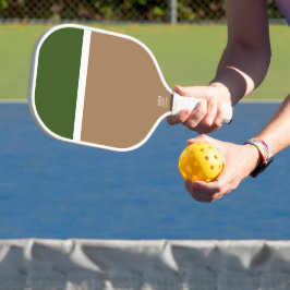 Chic Forest Groen Wit Mocha Bruin Kleurenblok Pickleball Paddle