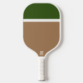 Chic Forest Groen Wit Mocha Bruin Kleurenblok Pickleball Paddle (Voorkant)